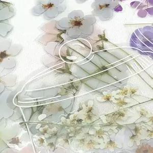 화이트 압화 꽃 스티커 데코 용품 다이어리 꾸미기 데코레이션 팩