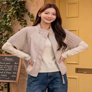[하젤]아메카 반팔 블루종 페이크레더 점퍼_F5038
