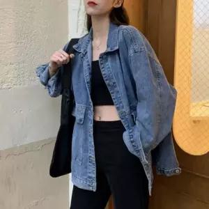 여성 데님 가을 간절기 루즈핏 청 자켓 블루 청자켓 여성청 여자 여성쟈켓 여자청 데님아