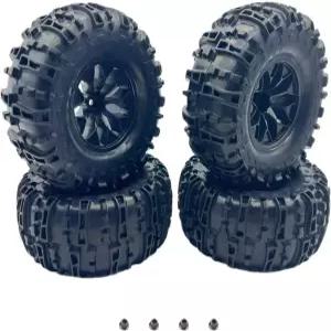 ZRRC 접착 6.3 높이 1/10 RC 몬스터 트럭 타이어 휠 세트 12mm 헥스 2.8 트랙사스 러슬러 호스 스탬피드