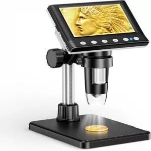 Aikokkl 4.3인치 LCD 디지털 동전 현미경 LED 조명 포함 연도 조폐국 표시 오류 확인을 위해 컴퓨터 없이