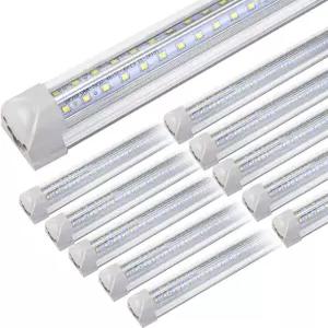 10팩 4FT LED 작업등 - 50W 8000LM 6500K 링크 가능 투명 커버 T8 튜브 라이트 작업장 창고 지하실용