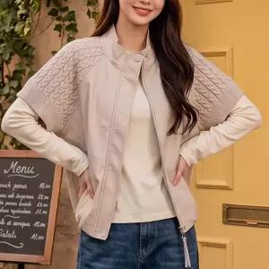 아메카 반팔 블루종 페이크레더 점퍼_F5038