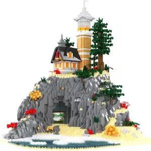 BDYDT 아키텍처 아일랜드 동굴 등대 마이크로 빌딩 블록 세트 5686PCS 모델 선물 및 성인 크리에이티브