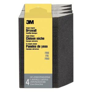 3M 각진 사포 스펀지 고운 입자 젖은 상태 또는 마른 상태로 사용 가능 다목적 사포질에 적합 세척 가능 및 재사용 실내외 모두 완벽한 모서리/디테일을 위한 패드 1팩에 4개