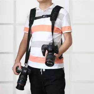 DSLR 듀얼 퀵 숄더 슬링 조끼 벨트 카메라 스트랩 더블