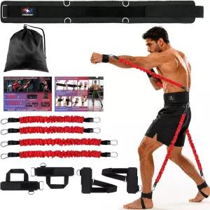 150파운드 복싱 저항 밴드 세트 벨트 및 손목/발목 스트랩 포함 - MMA용 섀도우 운동을 위한 전신