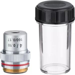 AmScope A4X 4배 무색수차 현미경 대물렌즈 DIN 표준 RMS 20.32mm 나사산 유한 튜브 길이 호환 가능 수치