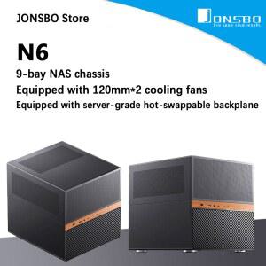 JONSBO N6 9베이 NAS 케이스 MATX 마더보드/듀얼 파워 서플라이 베이/월넛 우드 마감/240mm 라디에이터 베이/9 드라이브 베이/2x120mm