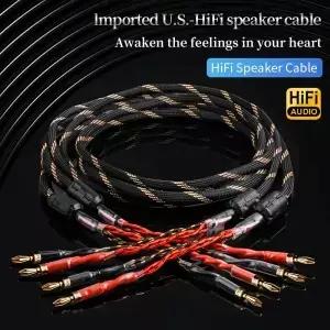 YYAUDIO 한 쌍의 HlFl 스피커 케이블 HiFi 시스템 및 바나나 플러그 하이엔드 Occ