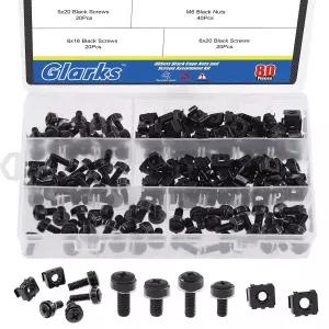 Glarks 80세트/160개 M5 M6 케이지 너트 및 나사 x 16mm 사각 구멍 하드웨어 장착용 서버 랙 캐비닛용 와셔