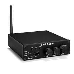 FOSI AUDIO BL20C 블루투스 5.0 스테레오 오디오 리시버 앰프 320W 2.1채널 미니 하이파이 CLASS D TDA7498E 통합 U-DISK 플레이어(가정용 패시브 스피커용) 전원 서브우퍼(전원 공급 포함)