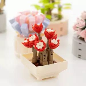 다육이 블럭식물화분 꽃모양 네모난 조립 블럭 유치원 어린이 토이 놀이용 이블럭 용블록 장난감