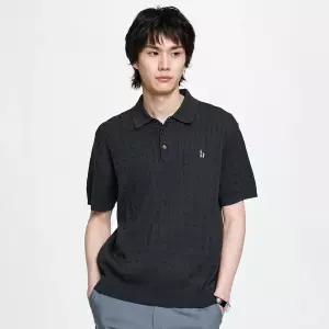 [백화점 정품] 헤지스 남성 린넨 혼방 케이블 카라 니트 HZSW6B553CG