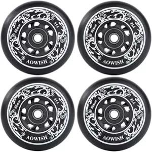 AOWISH 인라인 스케이트 휠 아웃도어 아스팔트 포뮬러 4개 세트 검정 68mm ABEC-9 베어링과 플로팅