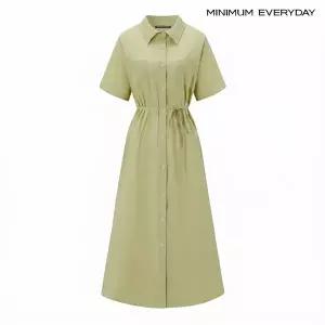 [미니멈][미니멈에브리데이] 데일리 카라 허리 끈 롱 셔츠 원피스 (EC2OW091D)