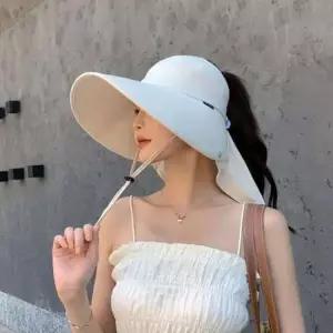 넓은챙 뒷목가림 왕골모자 캐주얼캡 여름휴가