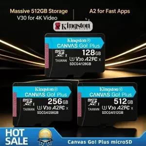 킹스톤 캔버스 고 플러스 256GB SD 카드 200MB/s A2 U3 V30 클래스 10 SDXC 스마트폰 드론 4K 비디오용