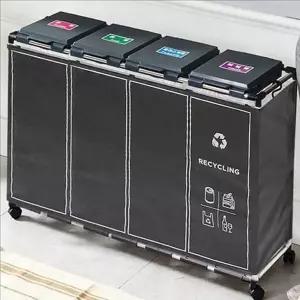 이동식 재활용 분리수거함 덮개형 분리수거함 쓰레기통 가정용 4단