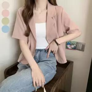 여자 여름 정장 반팔자켓 세미크롭 숏 재킷 4컬러