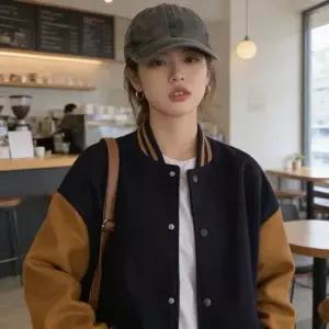 친절한탄씨 여성 기모안감 점퍼 배색 집업 겨울 아우터 방한 외투 겨울점퍼 겨울코트 야구점퍼