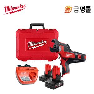 밀워키 M12 CC-402C 충전케이블캇타 12V 4.0AH 2팩 32mm절단 2단속도조절