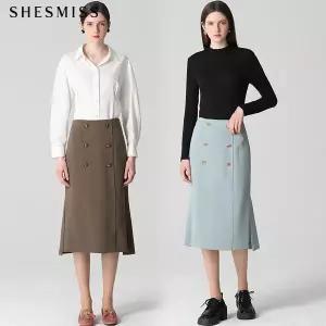 [쉬즈미스(SHESMISS)] 레이디 더블버튼 슬릿 스커트 (택가격: 198000원)