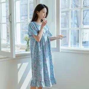[찌니야]찌니야 여성잠옷 보테니컬 60수 순면 반팔원피스잠옷