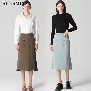 [쉬즈미스(SHESMISS)] 레이디 더블버튼 슬릿 스커트 (택가격: 198000원)