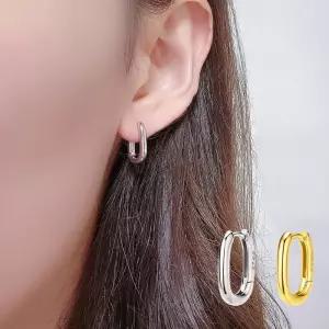 랑데시아 링귀걸이 실버 925 SILVER 은 골드 금 긴원형 원터치