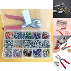 똑딱이 스냅 단추1000개 펀칭기 세트 DIY 수선 만들기/구멍/미니/기계/뺀치/피스/고정달기/가정용/강력