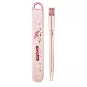 마이멜로디 숨바꼭질 슬라이드 젓가락 세트 16.5cm/저소음 초등 캐릭터 키즈 피크닉 어린이 휴대용 아동 아