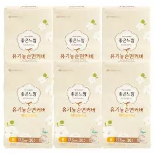 좋은느낌 유기농 순면커버 팬티라이너 롱 36개 x 6팩