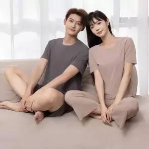 원피스잠옷 남자 여자 여름 아이스 원단 시원한 소재 차르르 홈웨어 상하세트