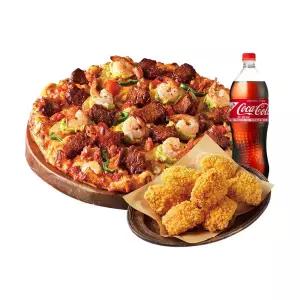 [도미노피자] (오리지널)LA 치즈폴레 갈비 스테이크 L + 콘 크런치 치킨 + 콜라 1.25L