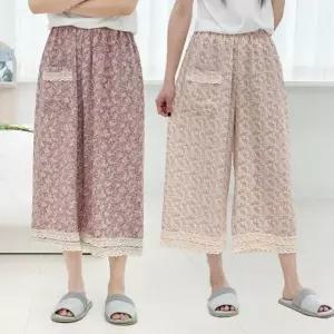 [하프클럽/]여성 인견 팬츠 홈웨어 8부 와이드 쿨링 바지 잠옷 파자마