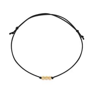 [비앤비골드] 당일발송 14K 3mm 미니 골드 3볼 실크끈 블랙 실팔찌 BHB42690