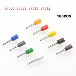 100Pcs 튜브 절연 코드 엔드 터미널 전기 프 와이어 커넥터 E7506 7508 7510 7512 케이블 페룰 VE 0.75mm2