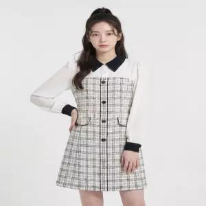 [에꼴드파리][에꼴드파리드라로얄] 체크 배색디자인 원피스_RB34WOAM10Z