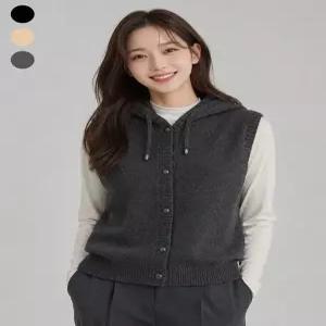 [로질리][로질리][A] 여성 후드 니트 레이어드 조끼 베스트 3종 1택