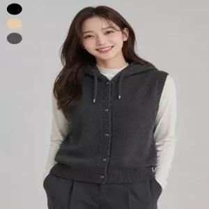 [A] 여성 후드 니트 레이어드 조끼 베스트 3종 1택