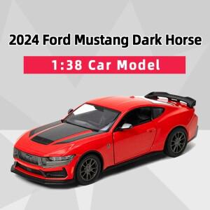 킨스마트 2024 포드 머스탱 다크 호스 스포츠 알로이 다이캐스트 자동차 모형 1/38 풀백 기능 남성용 선물