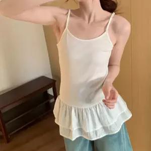 여자 레이어드 2단 프릴 나시 끈 롱 나시 이너웨어