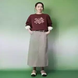 더엣지 theatg 26FW 커브드 데님 스커트 (스웨이드 벨트)