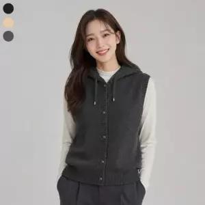 [로질리][A] 여성 후드 니트 레이어드 조끼 베스트 3종 1택