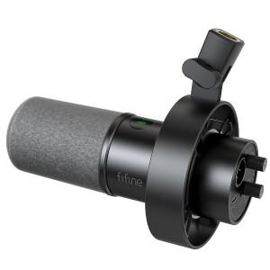 FIFINE USB XLR 다이나믹 마이크, 쇼크 마운트, 터치 음소거, 헤드폰 잭, 볼륨 컨트롤, PC 또는 사운드 카