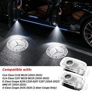 메르세데스 벤츠 S클래스 C118 C257 A C238 A207 AMG GT 악세서리용 2PCS LED 자동차 도어 프로젝터 라이트