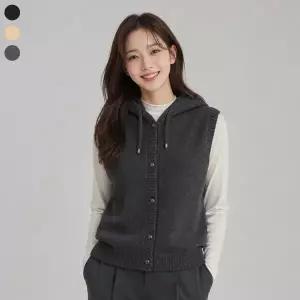 [로질리][A] 여성 후드 니트 레이어드 조끼 베스트 3종 1택