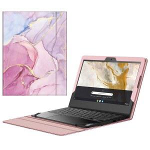 핀티 11.6인치 레노버 크롬북 3 PU 가죽 슬리브 케이스 | IDEAPAD CB 11IGL05 hp호환 CHROMEBOOK 11 G5 /11VXXX 자석 잠금 고무 밴드 카드 포켓 반짝이는 구슬 장식