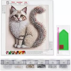 다이아몬드 아트 세트 고양이 무늬 30×30cm 비즈 키트 초보자용 펜·트레이 부드러운 천지와 진주빛